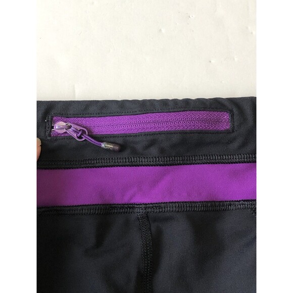 LULULEMON Womens Capri Leggings Black Purple Racing Size 6 - Picture 9 of 12